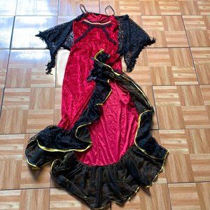 Donated Flamenco Spanish Dancer Costume w/ Shawl - Adult OS LNC